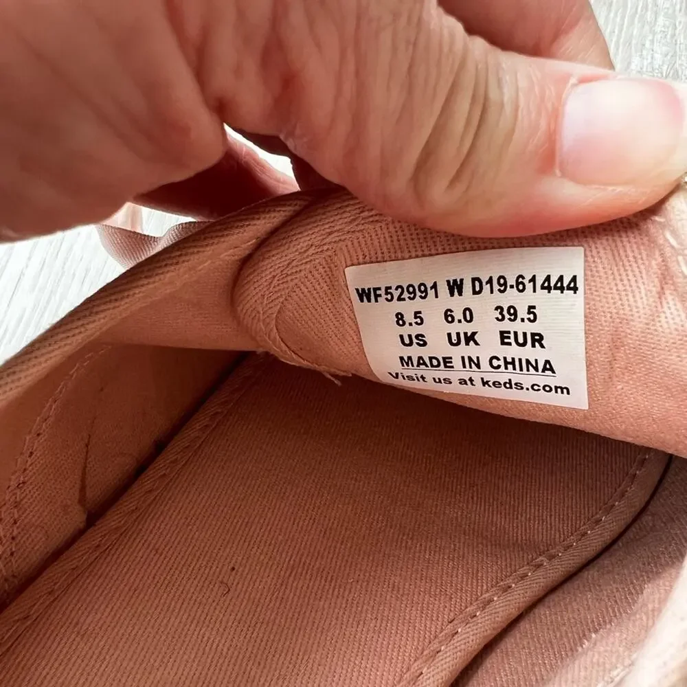 Kate Spade Keds Glitter Sparkle Rose Gold Ribbon Lace Sneakers size 8.5 - Picture 7 of 7